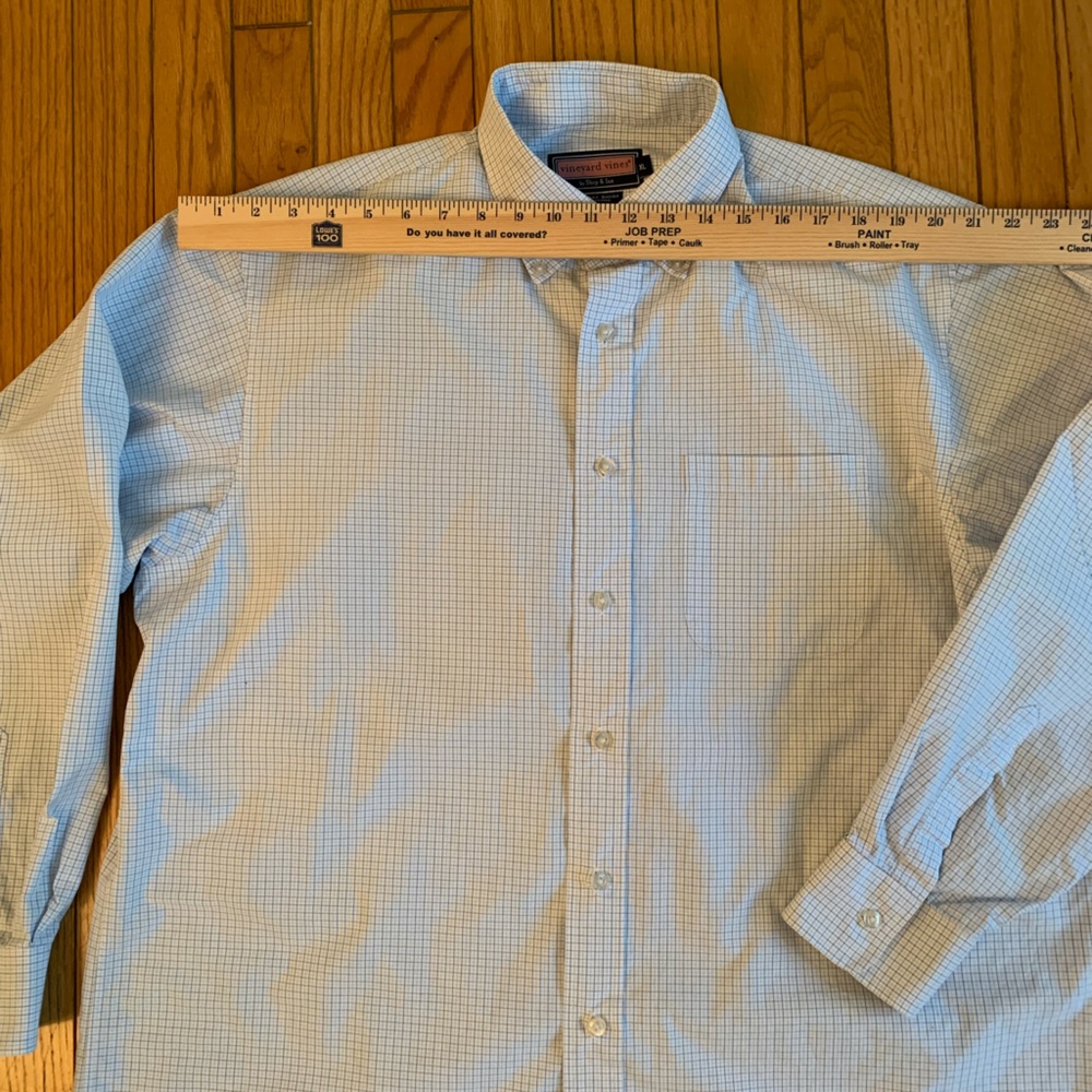 Vineyard Vines Men's Shirt XL White and Blue Plaid Murray by Shep & Ian Cotton